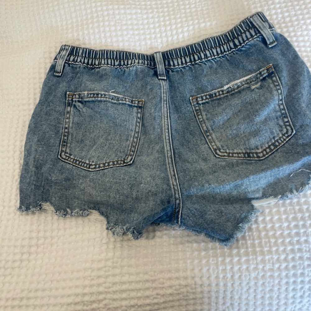 Aerie Blue Jean Shorts Distressed Denim Casual - Picture 3 of 3